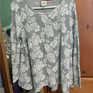 Knox Rose Gray and White Relaxed Blouse